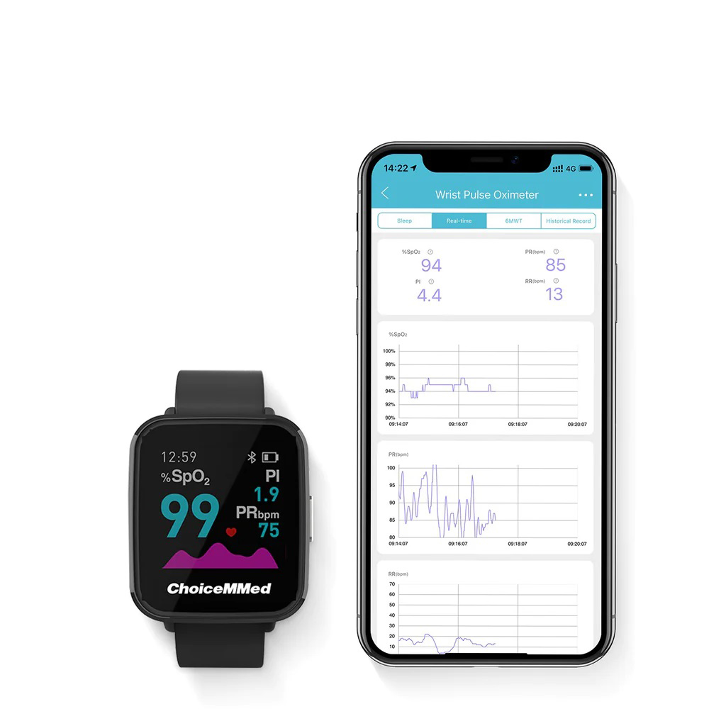 Wrist Pulse Oximeter ChoiceMMed MD300W628 Bluetooth NursesDNA